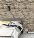 Ver imagem 3 de Papel de Parede Estilo Pedras Canjiquinha e Pedras Palito em Tons de Cinza e Bege para Quarto e Sala