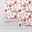 Ver imagem 2 de Papel de parede estilo floral tons de vermelho marrom bege nude e cinza Para Quartos e Sala