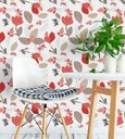 Ver imagem 3 de Papel de parede estilo floral tons de vermelho marrom bege nude e cinza Para Quartos e Sala