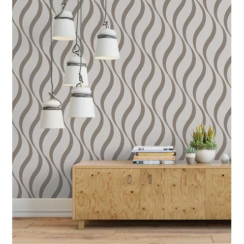 Papel de parede contemporâneo com ondas e fundo cinza 