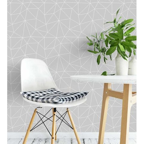 Papel de Parede Geométrico Poligonos em Tons de Cinza e Branco