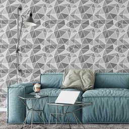 Papel De Parede Geométrico Em Tons De Preto, branco e Cinza - 1