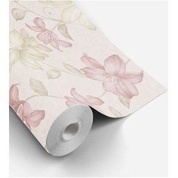 Papel de parede em tons creme, rose e verde musgo Para Quartos e Sala - 4
