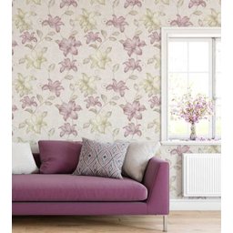 Papel de parede em tons creme, rose e verde musgo Para Quartos e Sala - 3