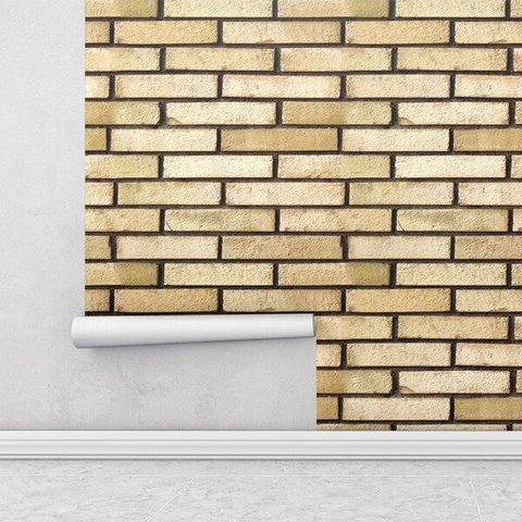 Papel de Parede Adesivo Tijolo Bege Para Sala e Quarto