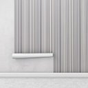 Ver imagem 2 de Papel de parede listrado cinza e creme Para Quartos e Sala