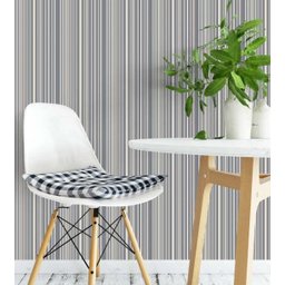 Papel de parede listrado cinza e creme Para Quartos e Sala - 3