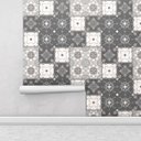 Ver imagem 2 de Adesivo de Parede Azulejo Grego em tons de cinza, bege e branco para Área Gourmet