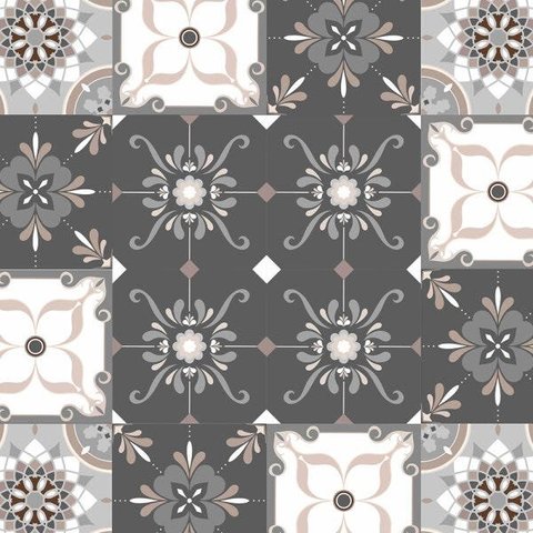 Adesivo de Parede Azulejo Grego em tons de cinza, bege e branco para Área Gourmet