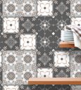 Ver imagem 3 de Adesivo de Parede Azulejo Grego em tons de cinza, bege e branco para Área Gourmet