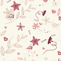 Papel de parede rosa claro ao fundo e desenhos em tons rosa e bordo Para Quartos e Sala - 1