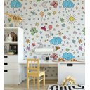 Ver imagem 3 de Papel de parede com desenhos infantis céu sol estrelas e variados Ideal Para Quarto Infantil