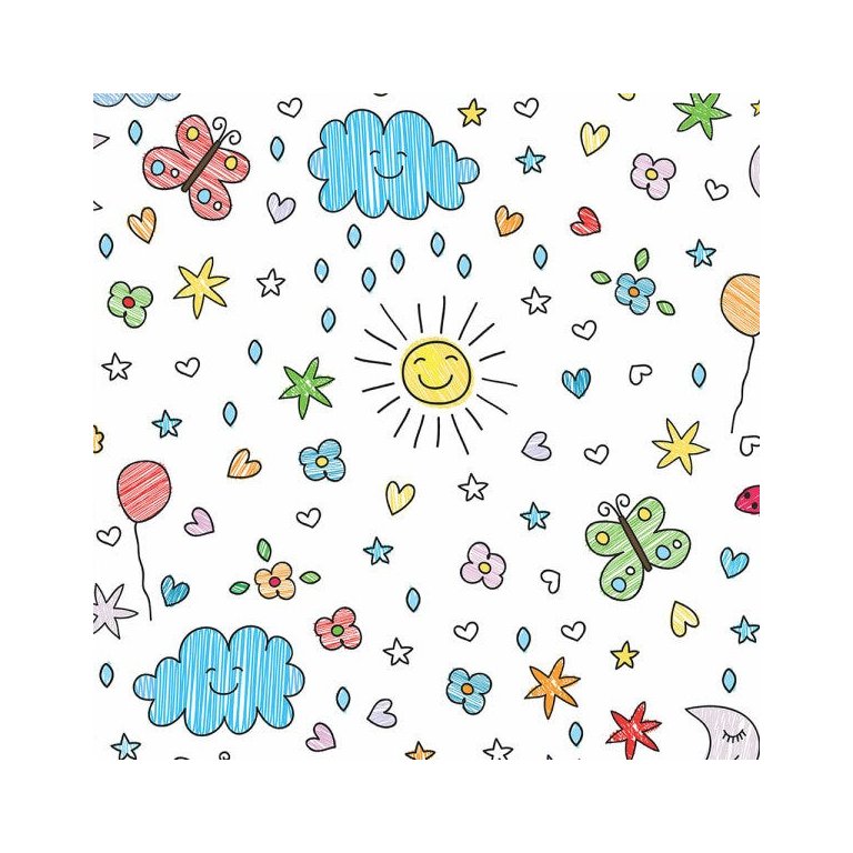 Papel de parede com desenhos infantis céu sol estrelas e variados Ideal Para Quarto Infantil Papel de parede com desenhos infantis céu sol estrelas e variados Ideal Para Quarto Infantil