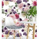 Ver imagem 3 de Papel de parede floral com fundo branco e flores em tons de rosa e roxo Para Quartos e Sala