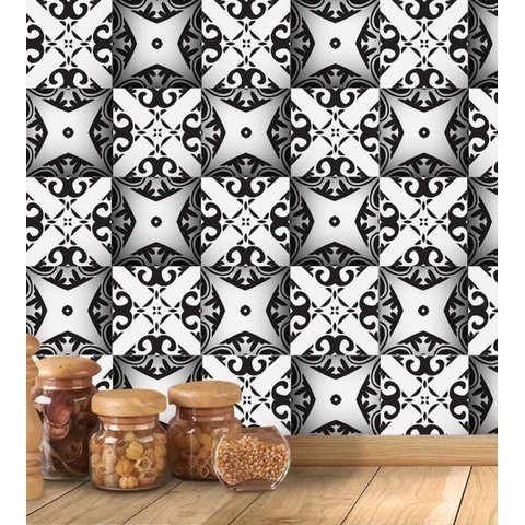 Adesivo De Parede Colante Azulejo 3D Arabesco Branco