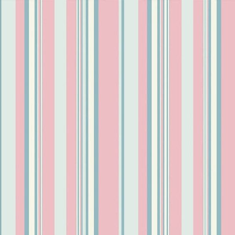 Papel de parede listrado rosa bebê, azul e branco Para Quartos e Sala
