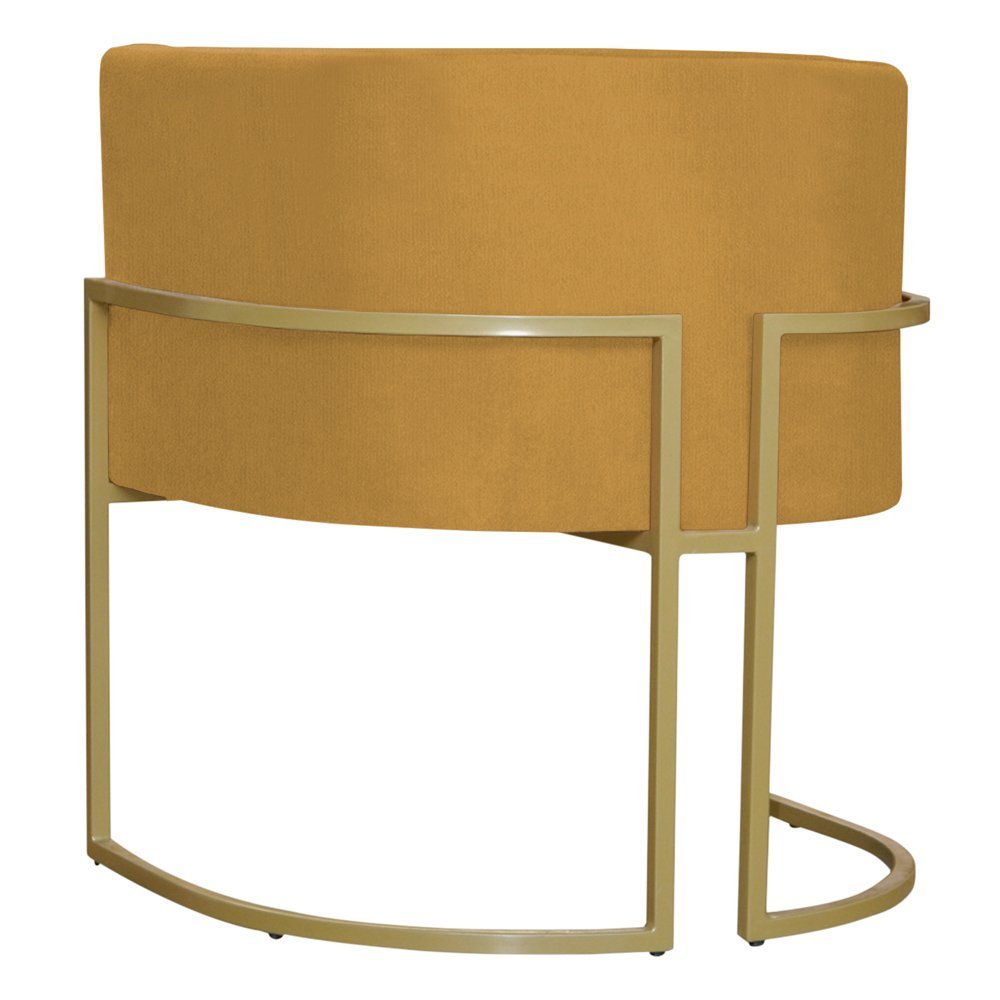 Kit 6 Poltronas Decorativa Sala de Estar Luana Base Gold Suede Mostarda - Montanaris Decor Md Montan - 3