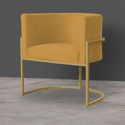 Kit 6 Poltronas Decorativa Sala de Estar Luana Base Gold Suede Mostarda - Montanaris Decor Md Montan - 4