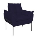 Ver imagem 3 de Poltrona Sofá Luxo Base Metal Preto Recepção Escritório Cor:azul Marinho