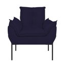Ver imagem 4 de Poltrona Sofá Luxo Base Metal Preto Recepção Escritório Cor:azul Marinho
