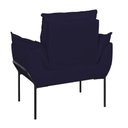 Ver imagem 5 de Poltrona Sofá Luxo Base Metal Preto Recepção Escritório Cor:azul Marinho