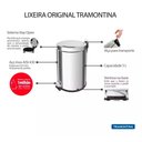 Ver imagem 3 de Lixeira Inox Tramontina Brasil com Pedal em Aço 5 Litros 94538105