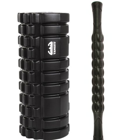 Kit Rolo Liberação Miofascial Foam Roller e Bastão Soltura