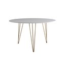 Ver imagem 3 de Mesa Jantar Redonda 90cm Branca Clips 3 Pés com 4 Poltronas Eiffel Eames Daw Pretas Base Dourado