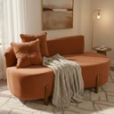 Ver imagem 1 de Sofá Orgânico 2 Lugares c/2 Almofadas Curvo Sala Recepção Luna Veludo Terracota - Montanaris Decor