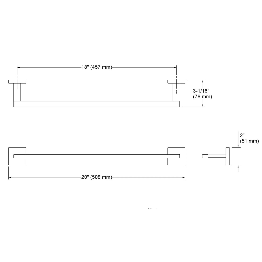 Porta Toalha 457mm Square Kohler Cromado 23284br-cp - 5