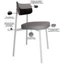 Ver imagem 3 de Kit 04 Cadeiras Estofada para Sala de Jantar Astrid Branco C01 Linho Cinza Courino Preto - Lyam