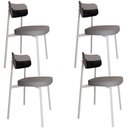 Ver imagem 1 de Kit 04 Cadeiras Estofada para Sala de Jantar Astrid Branco C01 Linho Cinza Courino Preto - Lyam