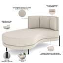 Ver imagem 3 de Sofá Chaise Longue Sala de Estar Living Lucca Esquerdo D02 Bouclê Creme B-54 - Lyam Decor