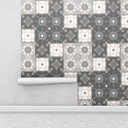Adesivo de Parede Azulejo Grego em tons de cinza, bege e branco  - 2