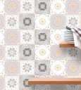 Ver imagem 3 de Adesivo de Parede Azulejo Portugues em tons de rosa, bege e branco para Área Gourmet