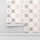 Ver imagem 2 de Adesivo de Parede Azulejo Portugues em tons de rosa, bege e branco para Área Gourmet