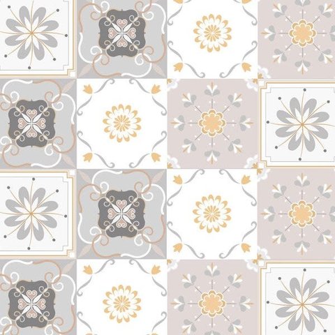 Adesivo de Parede Azulejo Portugues em tons de rosa, bege e branco para Área Gourmet