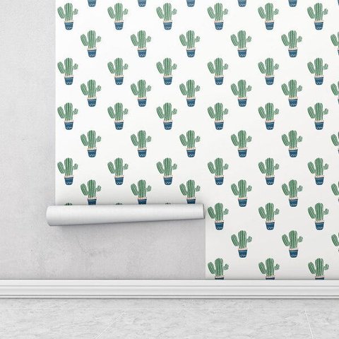 Papel de Parede Infantil Com Lindos Cactos Para Quarto Infantil