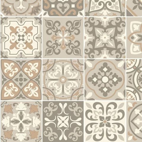 Adesivo Azulejos em Tons de Bege e Marrom para Área Gourmet