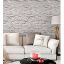 Ver imagem 3 de Papel de parede estilo pedras canjiquinhas em tons de cinza e branco Para Sala e Quarto