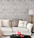 Ver imagem 3 de Papel de parede estilo pedras canjiquinhas em tons de cinza e branco Para Sala e Quarto
