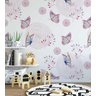 Papel de Parede com Borboletas e Flores, em Tons de Roxo e Branco Ideal para Quarto Infantil - 3