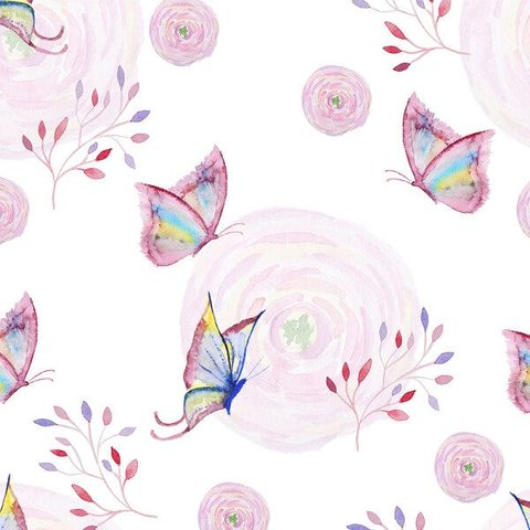 Papel de Parede com Borboletas e Flores, em Tons de Roxo e Branco Ideal para Quarto Infantil