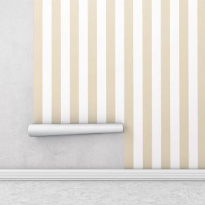Papel de parede com listras bege e branco Para Sala e Quarto