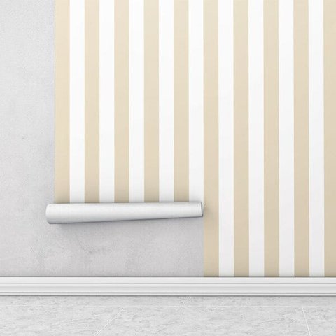 Papel de parede com listras bege e branco Para Sala e Quarto