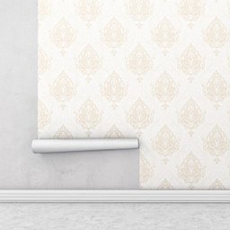 Papel de parede com fundo branco com detalhes em Tons de bege  - 2