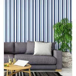 Papel de parede listrado em tons de azul, azul claro e branco Para Quartos e Sala - 3