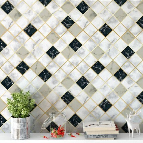 Papel de Parede Autocolante Azulejo Mármore