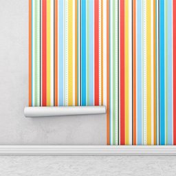 Papel de parede listrado com listras e traços coloridos Para Quartos e Sala - 2