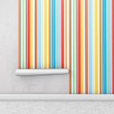 Ver imagem 2 de Papel de parede listrado com listras e traços coloridos Para Quartos e Sala